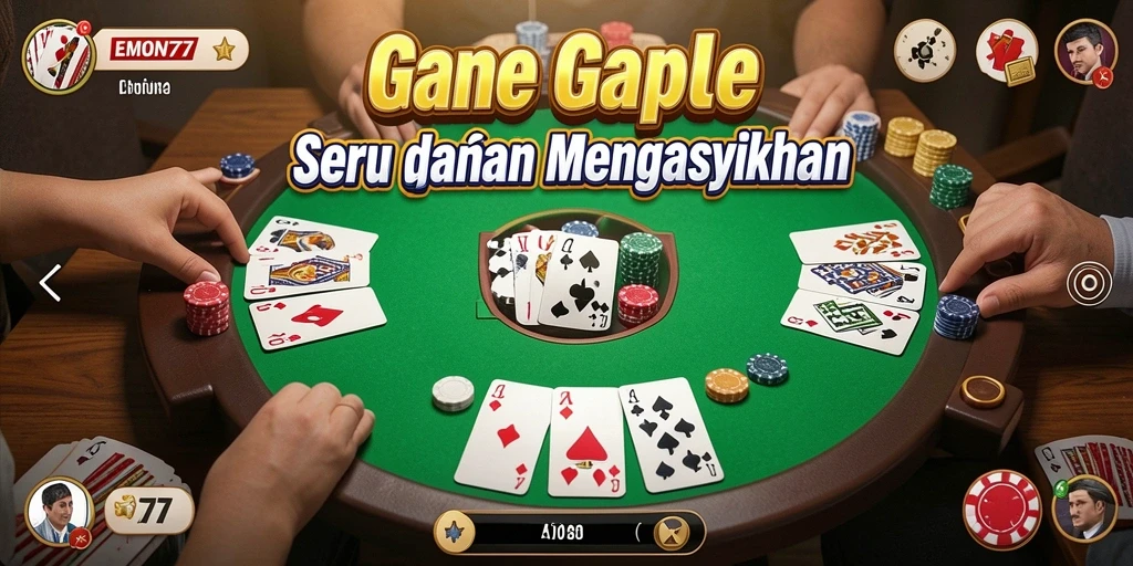 Tampilan gameplay Gaple yang menarik dan interaktif di EMON777.