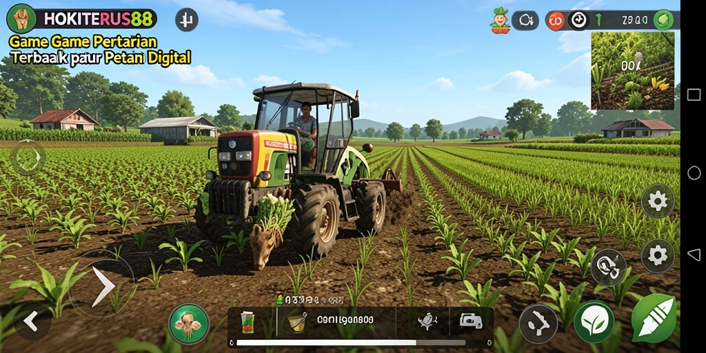 Tampilan gameplay HOKITERUS88 yang menunjukkan proses bertani.
