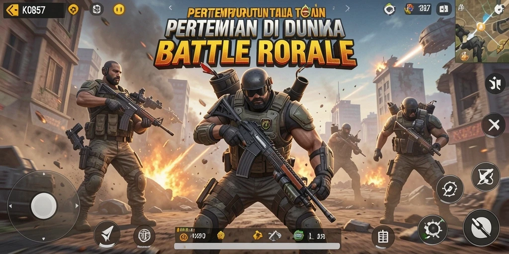 Tangkapan layar KO857 yang menunjukkan aksi intens Battle Royale.