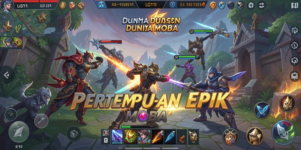 Tampilan menegangkan dalam arena pertempuran MOBA.