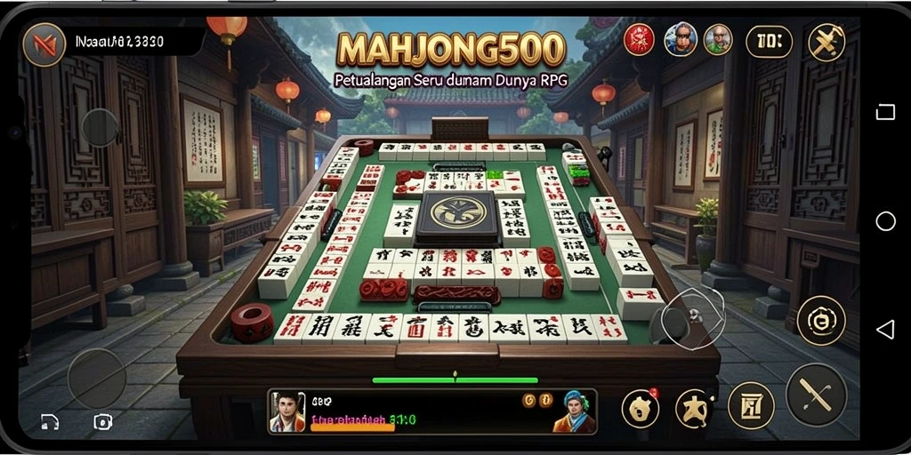 Tangkapan layar MAHJONG500 menampilkan aksi pertempuran seru di dunia RPG.