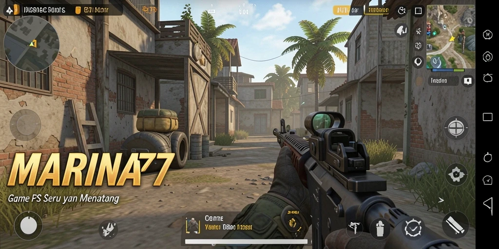 Screenshot gameplay MARINA77 menampilkan aksi tembak-menembak yang mendebarkan.