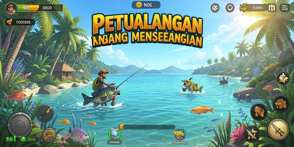Gameplay N06 yang seru saat menangkap ikan di laut.