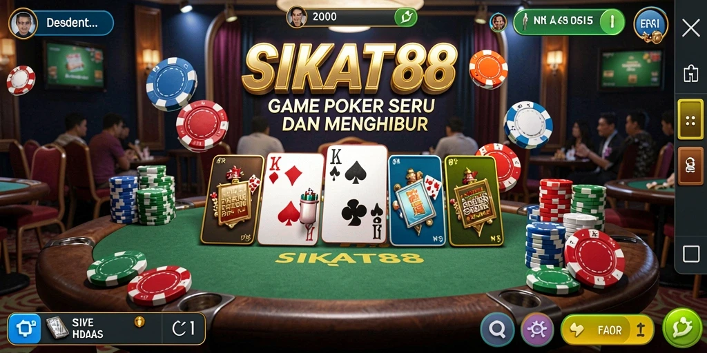 Tampilan gameplay SIKAT88 yang menegangkan saat permainan poker berlangsung.