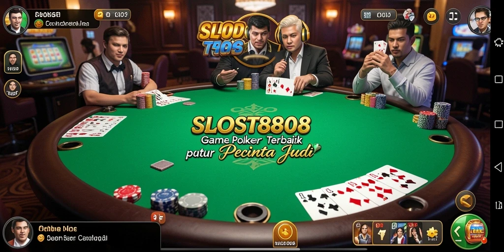 Screenshot gameplay SLOST8808 yang menampilkan suasana poker yang mendebarkan.