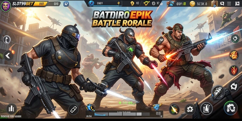 Tampilan menarik dari gameplay SLOT99BET dalam pertempuran Battle Royale.