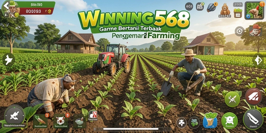 Screenshot gameplay WINNING568 dengan pemandangan ladang yang indah.